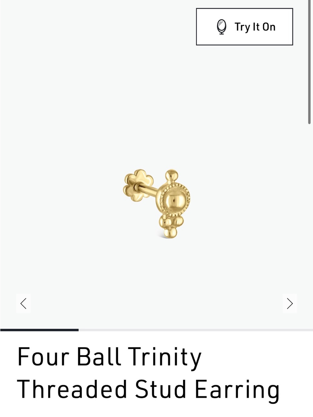 Maria Tash Four Ball Trinity Threaded Stud Earring - Gold